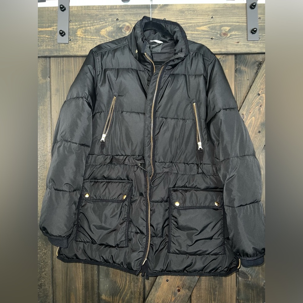 J Crew Black Puffer Jacket Size L